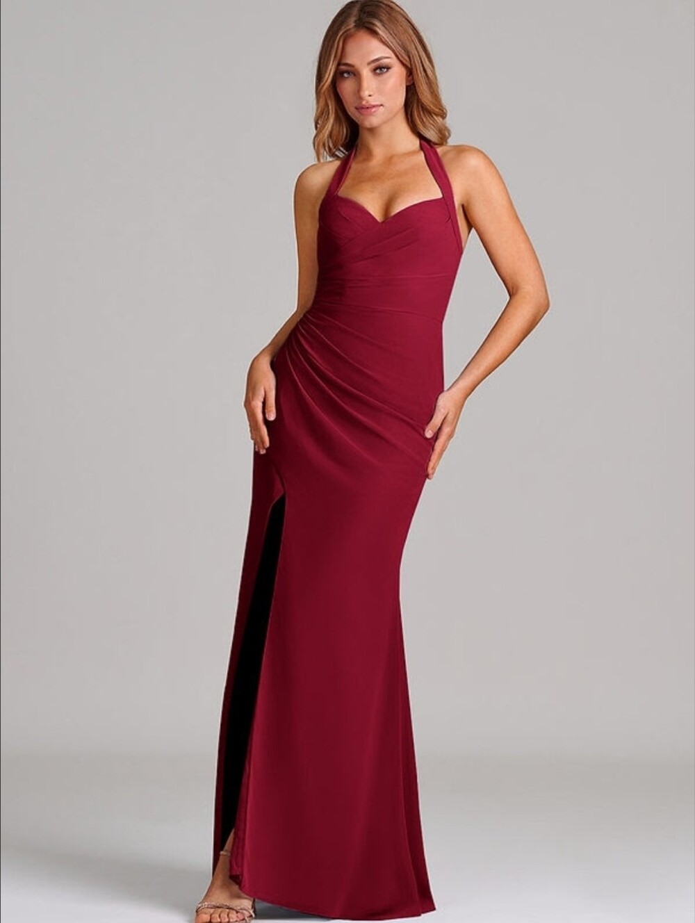 NWT Azazie Emeria Dress Burgundy Chiffon A2